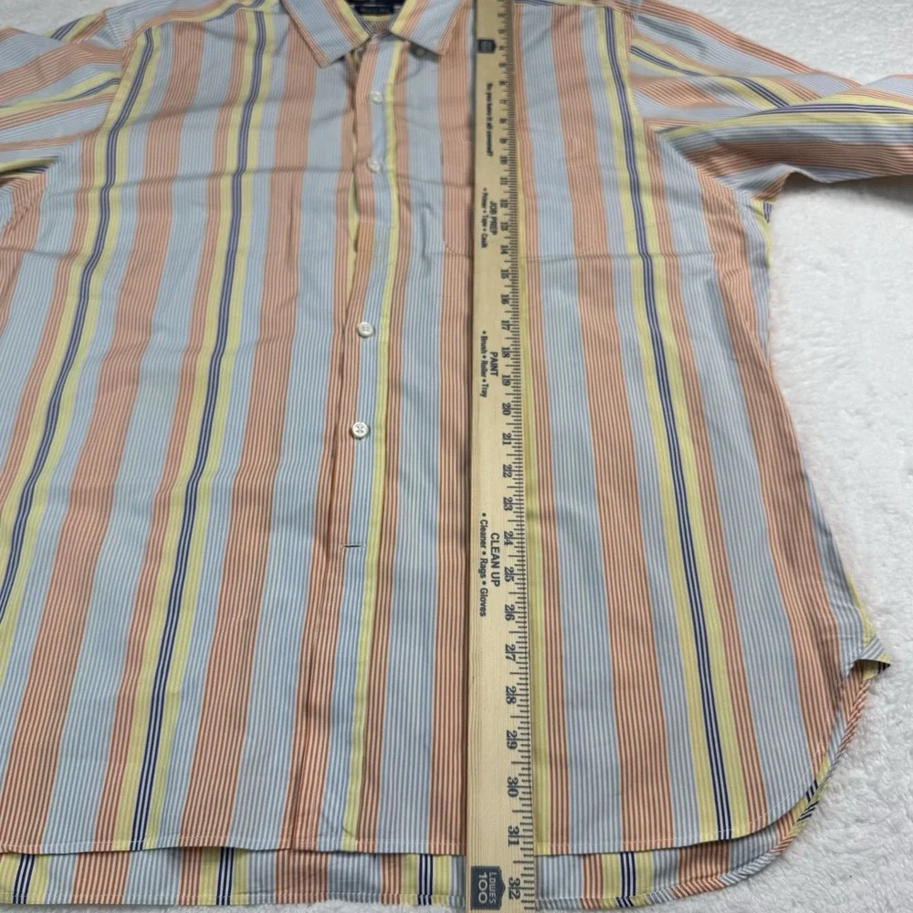 Polo Ralph Lauren Button Down Shirt Mens XL 17.5 Multi Color Striped Made Italy‎